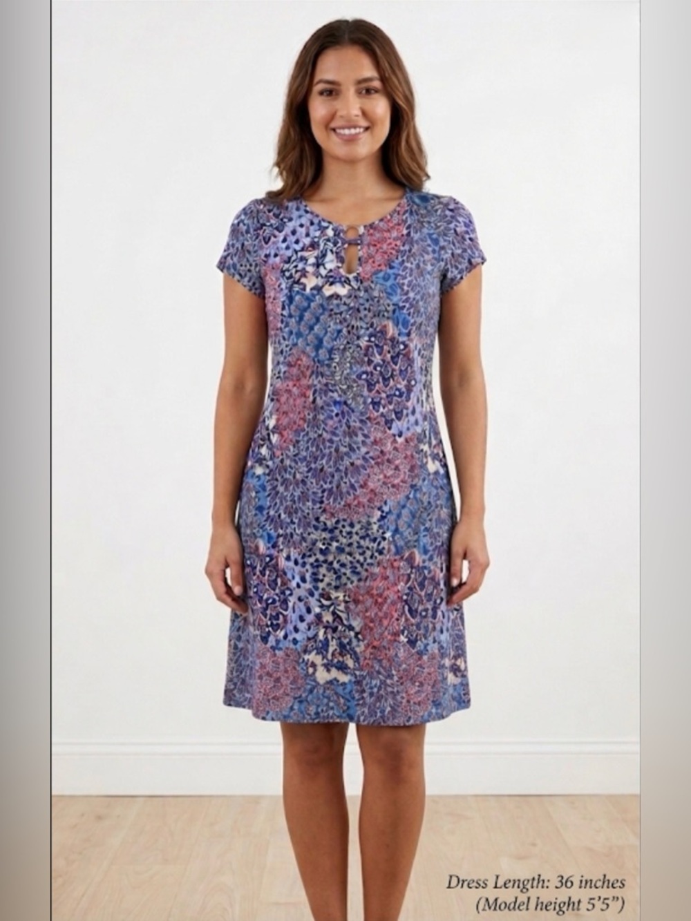 Everlily Blue Multi-Color Paisley O-Ring A-Line Dress - Size M